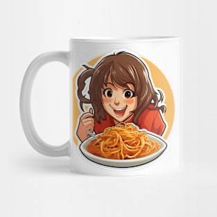 Cute Girl Eating Spaghetti Mug